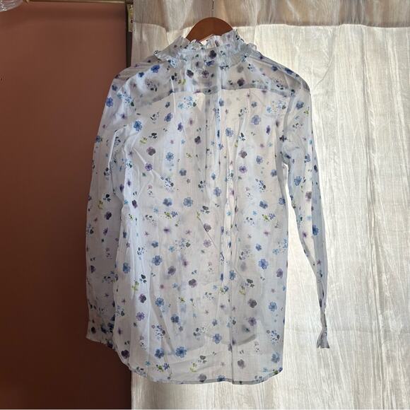 J. Crew Classic-fit Ruffleneck Shirt In Airy Floral Button Down Blouse Top NEW 2 - Picture 6 of 6